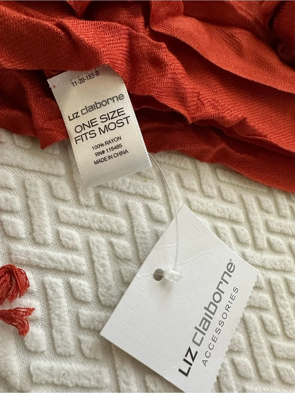 LIZ CLAIBORNE burnt orange Fringe Scarf